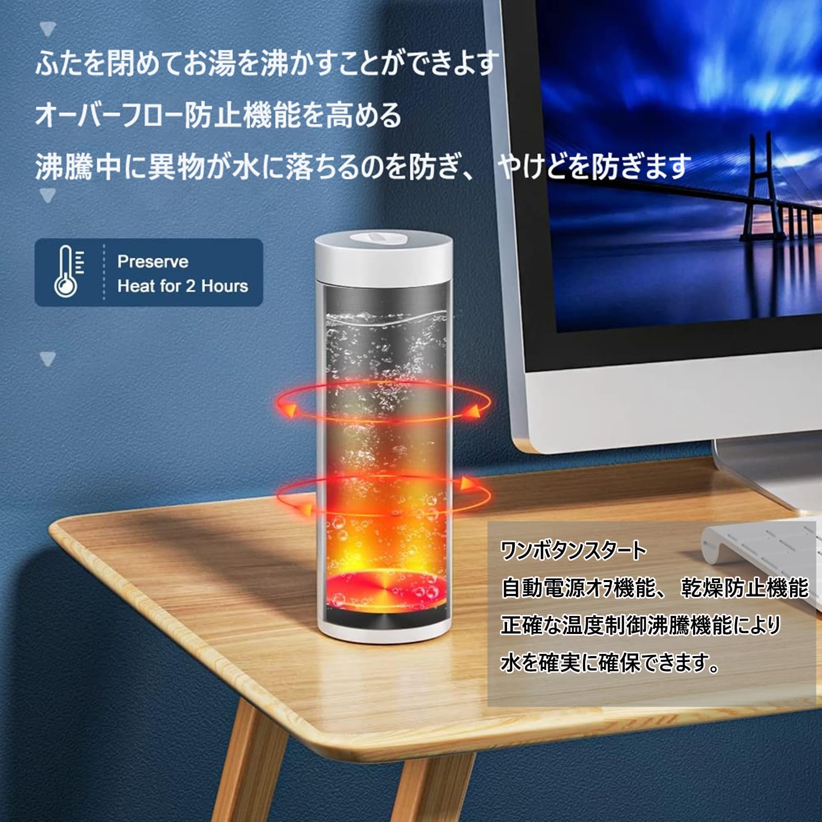 Amazon.co.jp : 110V 電気ケトル 電気ポット「5分急速沸騰・旅行用
